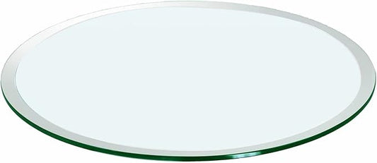 24" Round Glass Table Top - 1/2" Thick Beveled Edge Tempered Glass, Replacement Glass Table Top for Kitchen/Patio Table