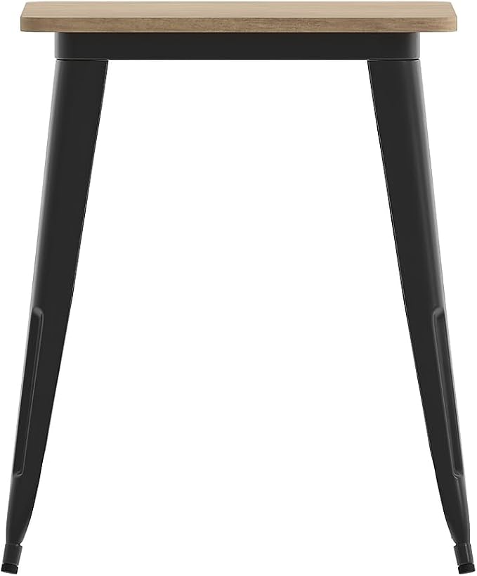 Flash Furniture Declan Commercial Outdoor Dining Table, All Weather Poly Resin Top with Steel Base, 23.75" Square, Brown/Black