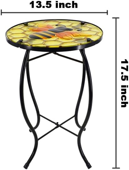 Outdoor Side Table Wasp Round Small Patio Accent Table Indoor End Table for Yard, Garden, Living Room, Bistro Balcony or Lawn