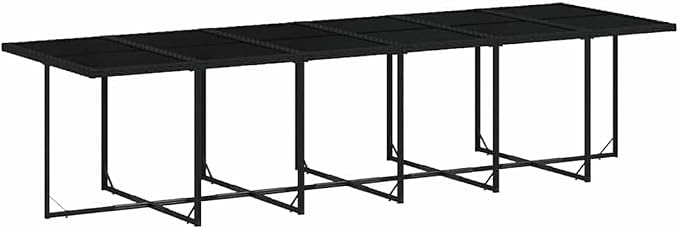 17-Piece Garden Dining Set, Black Poly Rattan Outdoor Table and Chairs Set, 16 Seater Large Patio Furniture for Backyard Terrace Gatherings Dinner Parties