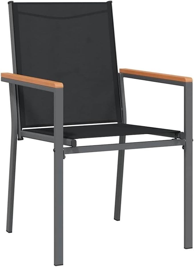 Afuera Living 7-Piece Powder-Coated Steel Patio Dining Set, Black Finish, UV-Resistant Textilene Mesh Chairs, Durable Weather-Resistant Outdoor Furniture for Garden, Terrace, or Patio Seating