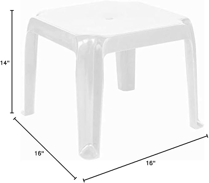 Compamia Sunray Square Resin Patio Side Table in White (Set of 2)