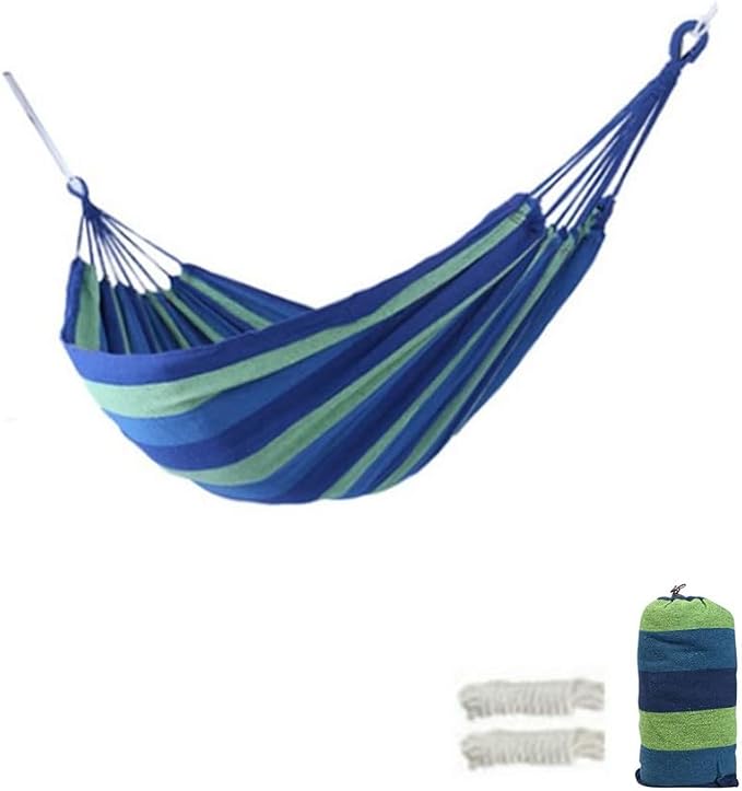 Two-Person Canvas Fabric Hammock with Travel Bag - Ideal for Outdoor and Indoor Use in Patios and Backyards - Holds up to 330 lbs