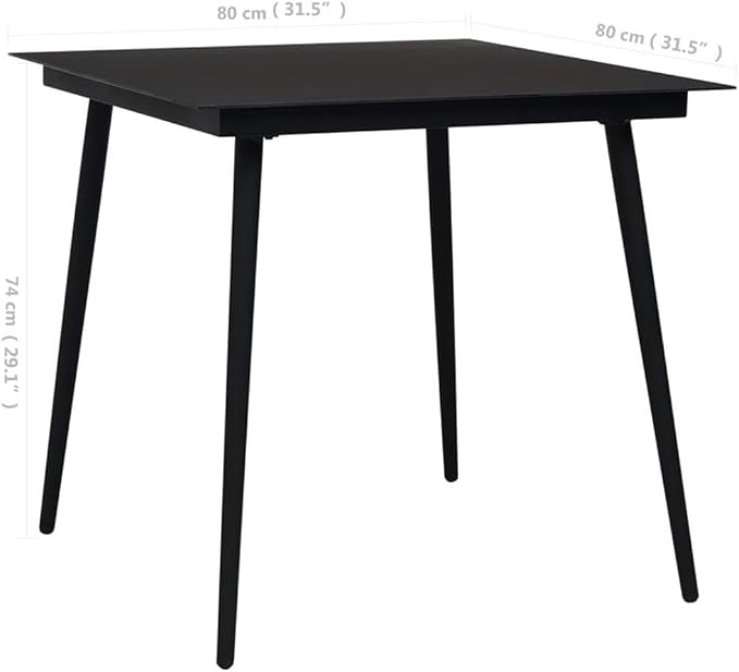 Afuera Living 3-Piece Patio Dining Set, Cotton Rope and Powder-Coated Steel, Black Finish, Tempered Glass Top, 31.5 x 31.5 x 29.1 in, Modern Indoor/Outdoor Design, Includes 2 Chairs and Square Table