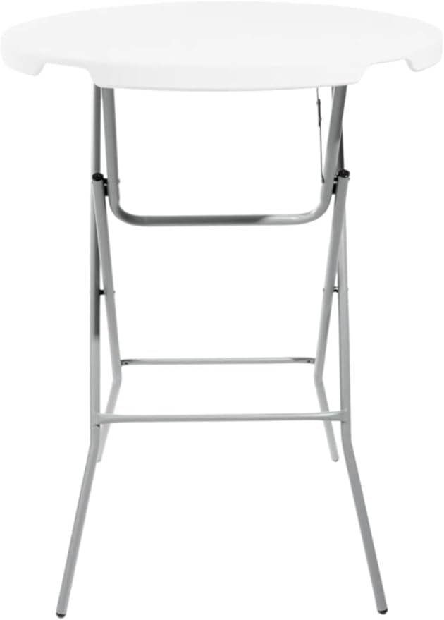 PRO&Family 32 Inch Round Cocktail Table - Foldable Bar Height Table White - Great for Parties (4)