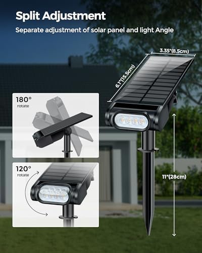 RGB Christmas Solar Spot Lights Outdoor, 12 RGB Color Modes Landscape Light Waterproof IP67 with Remote Control, 2-in-1 Color Changing RGB/Cool/Warm White for Yard Garden Garden (6 Pack)