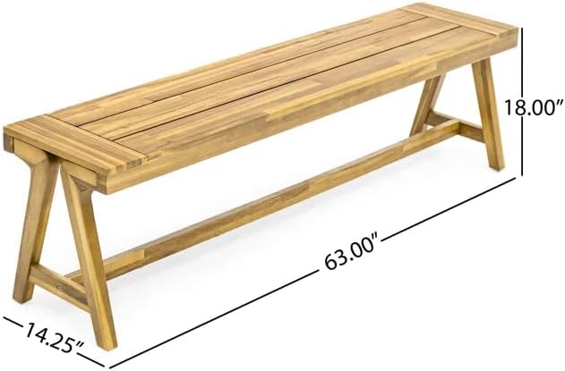 70.75'' Outdoor Patio Dining Table & 2 Bench for 4, Acacia Wood Farmhouse Dining Table Set Outdoor & Indoor Furniture for Patio Porch Garden, 3-Pcs, Teak