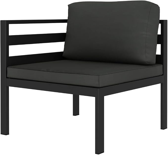 2-Piece Garden Sofa Set, Anthracite Aluminum Modular Outdoor Sectional Corner Sofa Chairs with Cushions for Patio, Balcony and Terrace, Compact Seating Group