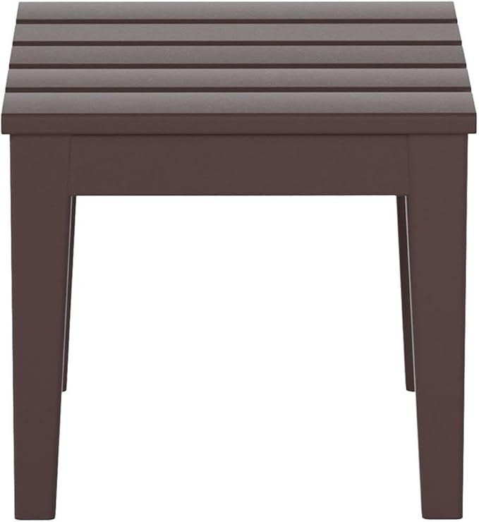 Costaelm Small Outdoor Side Table, Patio End Table Weather Resistant Outdoor Coffee Table, Square Conversation Table for Indoor, Porch, Balcony, Garden, Poolside, Deck, Dark Brown