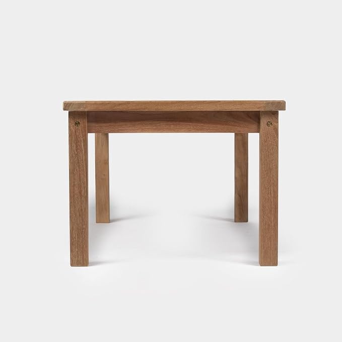 TITAN GREAT OUTDOORS Ash & Ember Grade A Teak 47in Coffee Table, Patio Lounge Tea Table for Deck, Porch, or Backyard Indoor Outdoor Use, Weather Resistant Slatted Outdoor Lounging Patio Furniture