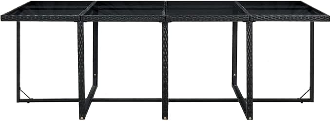 13 Piece Poly Rattan Patio Dining Set with Cushions, 1 Table 8 Chairs 4 Stools, Black Powder-Coated Steel Frame, Glass Top, Water-Repellent Cushions for Outdoor Garden
