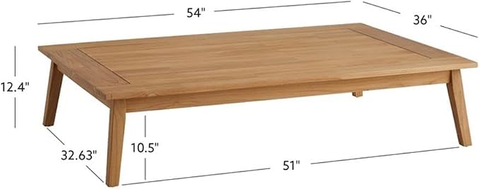 Linon Farrah Outdoor Teak Wood Coffee Table 12.4" High in Natural Oil Finish