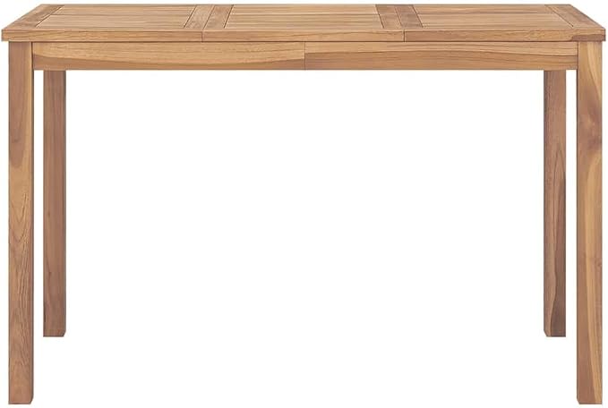 Solid Teak Wood Patio Dining Table, 47.2" x 27.6" Rectangular Garden Table for Outdoor and Indoor Use, Natural Brown Finish Kitchen Table Seats Up to 4 People