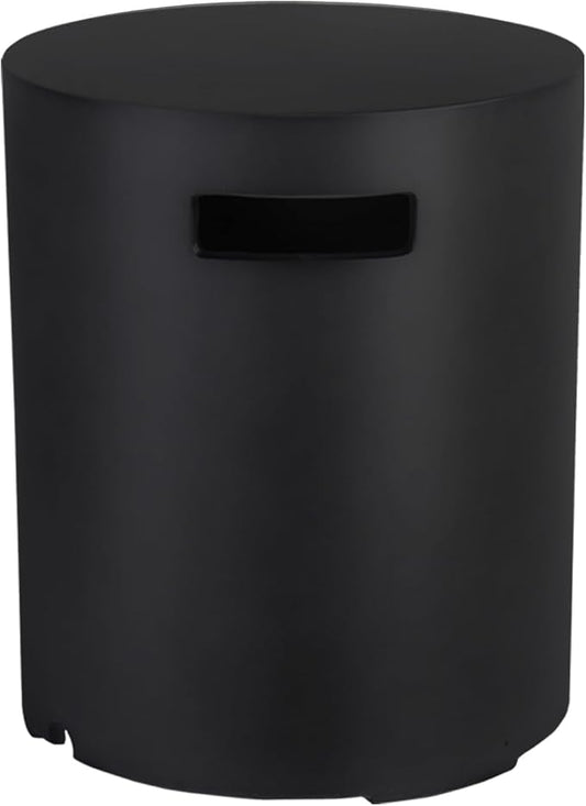 Afterglow 16" Propane Tank Cover Table, Round Tank Container Fits Standard 20 lbs Propane Tank Outdoor Gas Tank, Deck Backyard Patio, Black