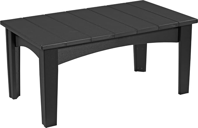 LuxCraft Island Coffee Table – HDPE Poly Lumber Outdoor Patio Table, Weather-Resistant Coastal Style, Low-Maintenance Durable Design (Black)