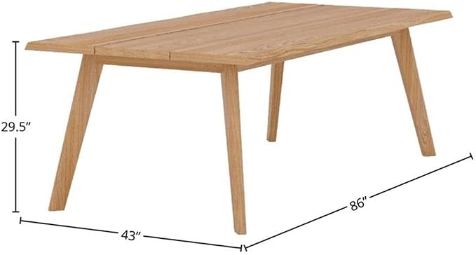 Pemberly Row 84" Wide-Plank Teak Outdoor Dining Table, Natural Finish, Premium Responsibly Harvested Teak, Live Edge Design, Seats 6-8, Modern Rustic Style Patio Furniture for Outdoor Dining