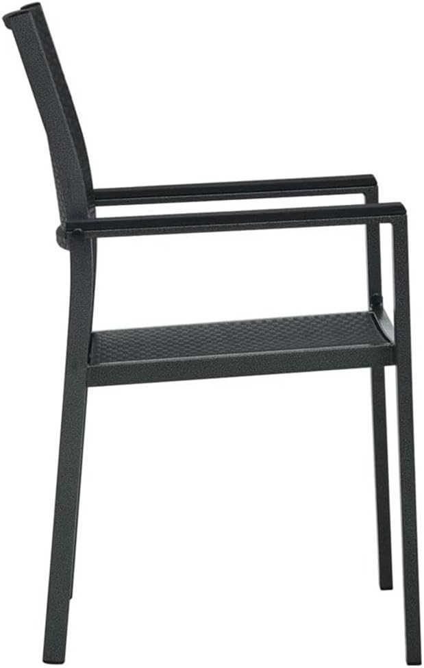 Afuera Living 3-Piece Powder-Coated Steel Garden Dining Set, Black Finish, Square Table with 2 Chairs, Rattan Texture, Lightweight and Portable, Comfortable Outdoor Patio Furniture for Terrace or