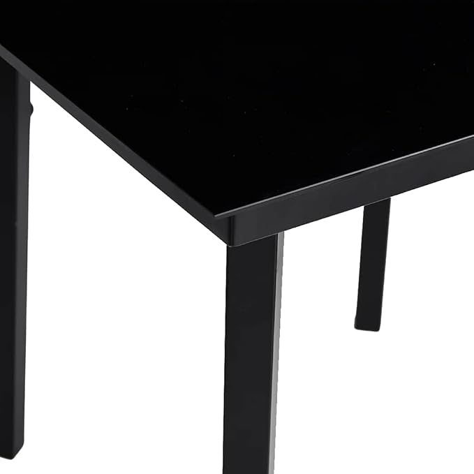 vidaXL Outdoor Dining Table, Patio Table with Glass Top, Garden Table, Garden Furniture for Front Porch Deck Lawn Backyard, Black Steel and Glass
