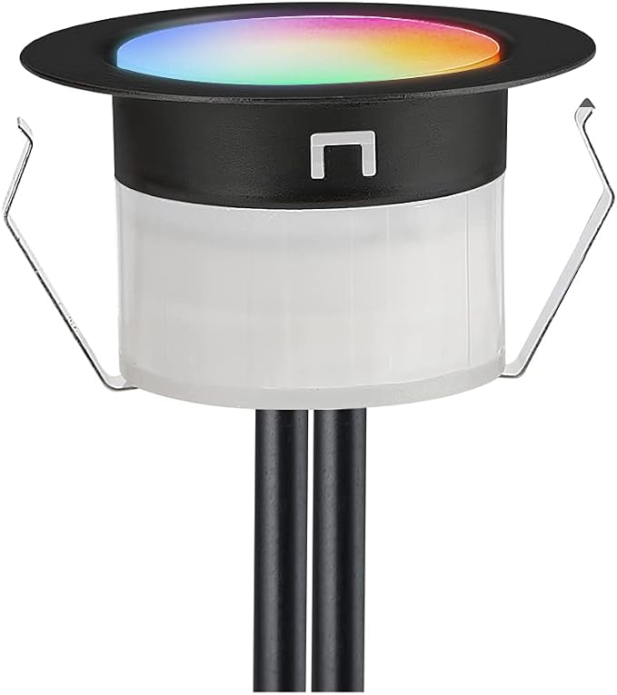 Low Voltage Recessed RGBW Deck Light, Φ1.22 RGB & Warm White Stainless Steel Waterproof Outdoor Step Lighting In-ground Landscape Pathway Patio Stair Decor Lamp, Black