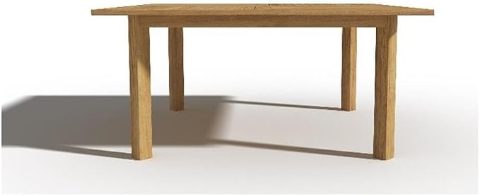 Pemberly Row Traditional Teak Outdoor Dining Table, 62 x 62 x 29.5 in, Natural Finish, Premium Teak Wood, Slated Top with Umbrella Hole, Weather-Resistant Patio Furniture for Large Outdoor Spaces