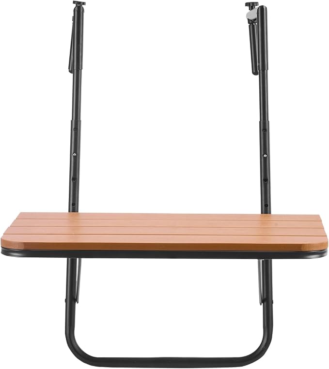 VEVOR Balcony Hanging Table, 23 x 16 inch, Outdoor Balcony Bar Table for Railings, 4-Level Adjustable, Fit Railing from 1" to 5.5", Serving Table for Patio & Deck