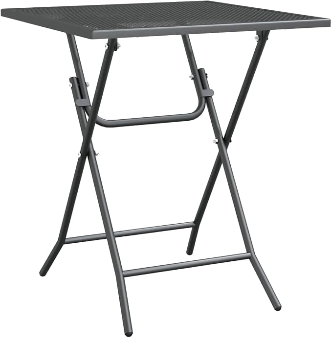 Square Garden Table 23.6-Inch Metal Mesh Side Table for Patio Balcony Backyard Anthracite Outdoor Dining Table