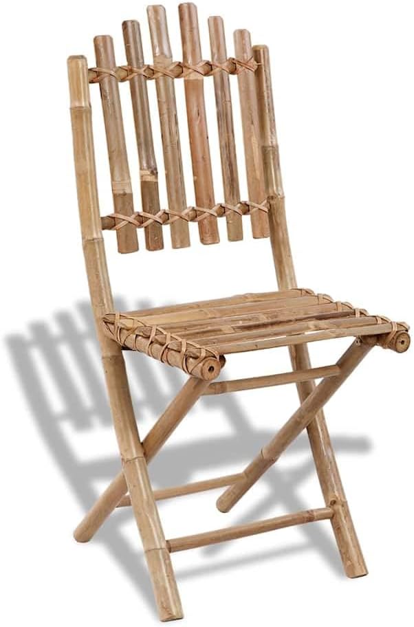 5-Piece Bamboo Folding Dining Set, Portable Indoor Outdoor Garden Furniture Table and Chairs for Patio, Backyard, Small Space, Brown