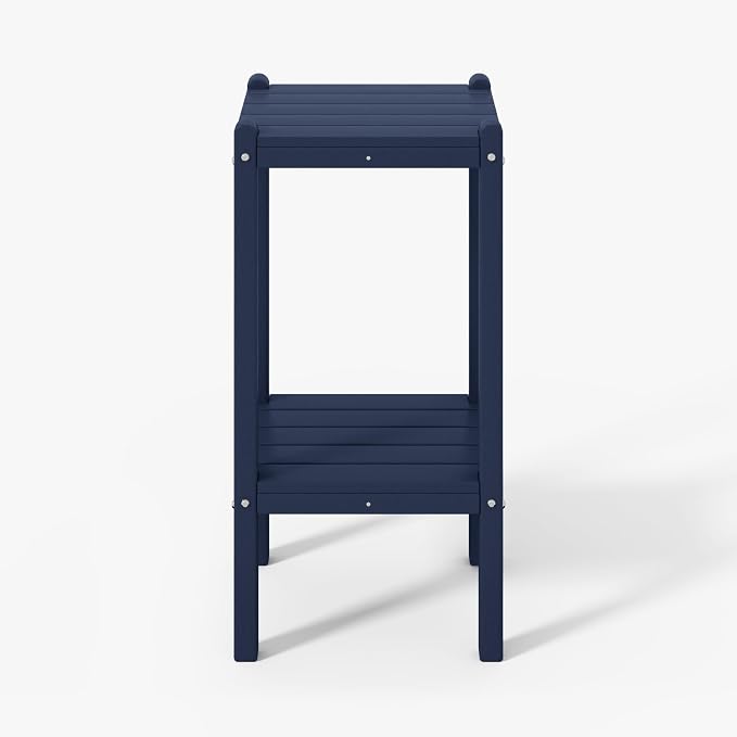 WestinTrends Malibu 36" Outdoor Adirondack HDPE 2-Tier Patio Side Table, Navy Blue