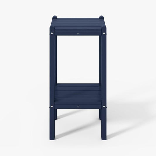 WestinTrends Malibu 36" Outdoor Adirondack HDPE 2-Tier Patio Side Table, Navy Blue