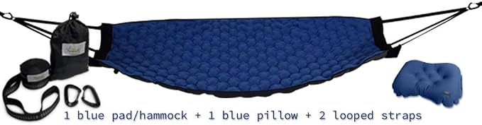 Pammock Sleeping Pad That Converts Into an Inflatable Hammock with Inflatable Pillow and Hammock Straps
