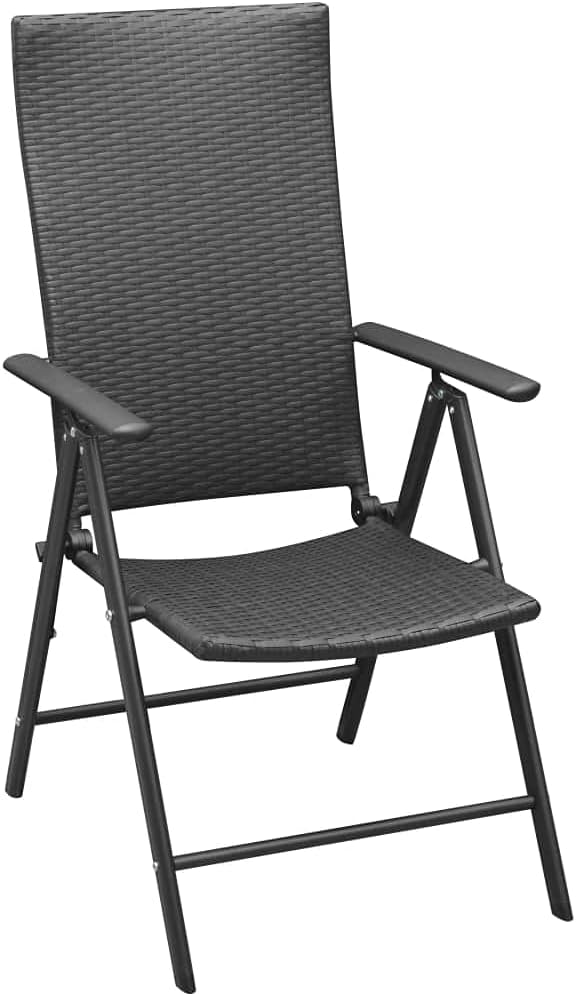 5-Piece Outdoor Dining Set with Black PE Rattan, Metal Frame, and Reclining Chairs for Patio
