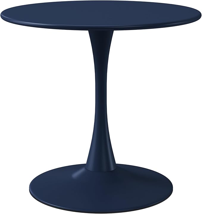 WestinTrends Playa 31.5" Round Outdoor Indoor Metal Cocktail Dining Table, Navy Blue