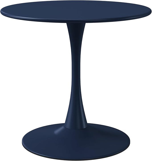 WestinTrends Playa 31.5" Round Outdoor Indoor Metal Cocktail Dining Table, Navy Blue