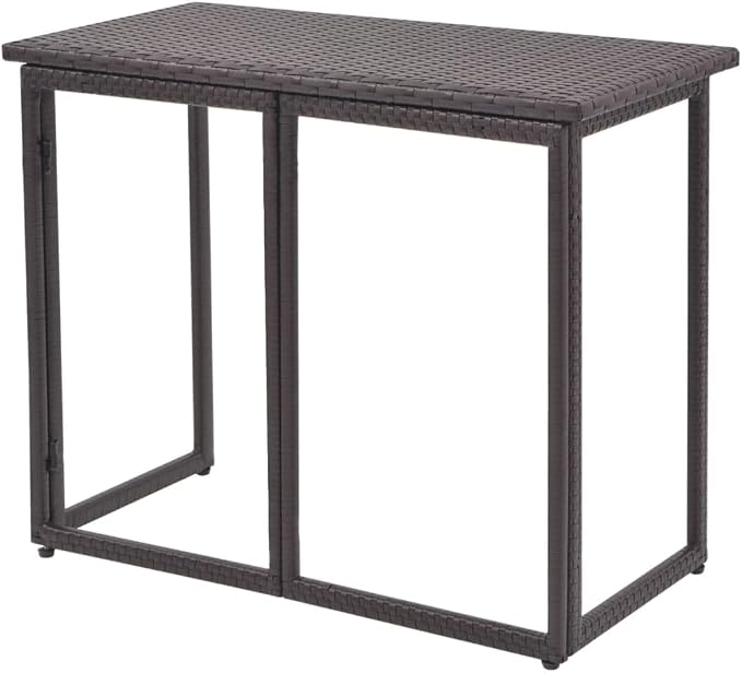 5-Piece Brown Rattan Patio Dining Set with Cushions | Includes modular sectional seating and a rectangular table with cream cushions, ideal for garden and balcony.