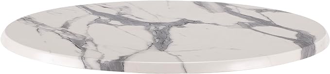 HBS 36" Diameter White Marble, Indoor/Outdoor All-Season EnduroTop Table Top