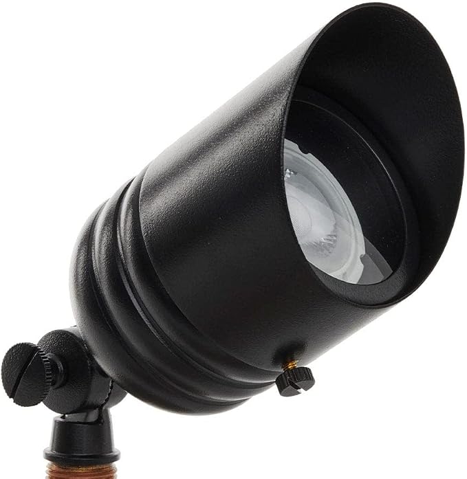 VOLT 12V Fat Boy Outdoor Spotlight (Black) & 5W 3000K MR16 LED Bulb | Solid Brass with Durable Powder Coating, 400 Lumens of Modern White Light, Ideal for Yard, Garden, Trees & House
