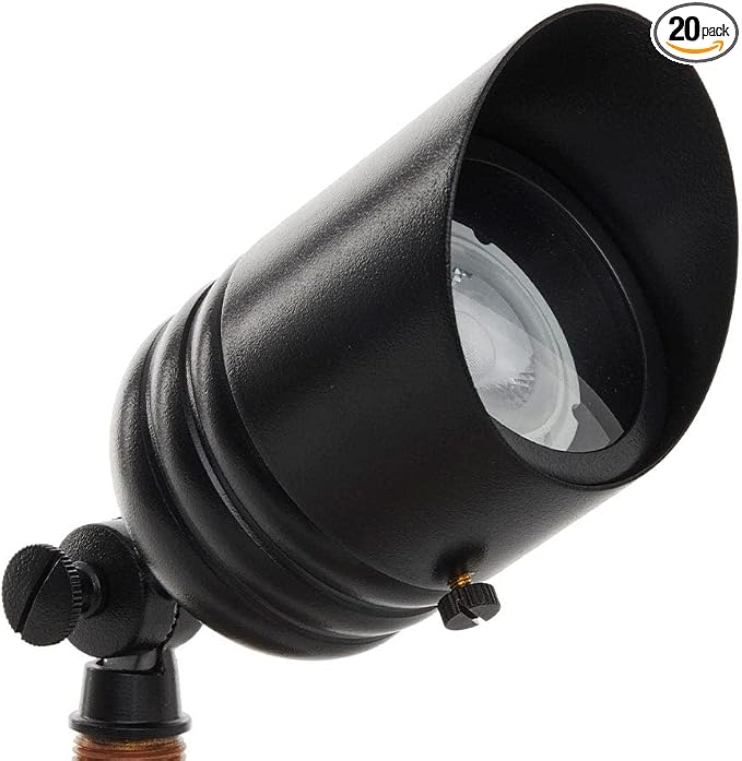VOLT 20-Pack 12V Fat Boy Brass Outdoor Spotlights (Black) | Lamp Ready, Low Voltage, Ideal for Landscape Lighting of Yard Lawn Garden Patio Trees & House