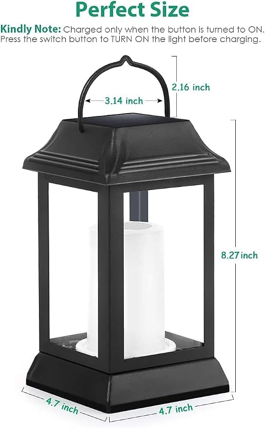 TomCare Flickering Flame Solar Lights Outdoor Metal Hanging Lantern, 4 Pack | Realistic Flame Effect, Charges in 6-8 Hours, 10-12-Hour Runtime, IP65 Waterproof, Auto On/Off for Patio, Garden and Porch