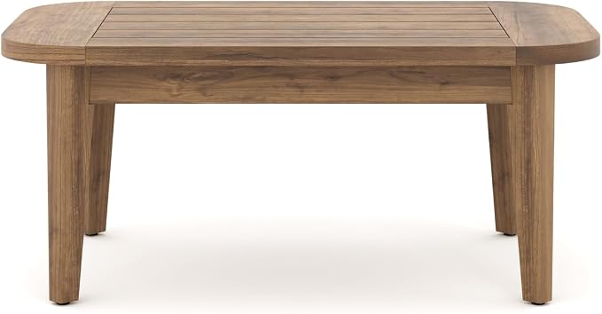 HomeStock Solid Wood Outdoor Coffee Table - Eucalyptus Patio Furniture 28 Long