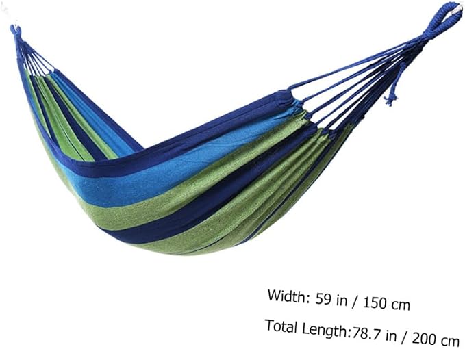 SUPVOX Double Canvas Swing Hammock for Two Adults, Thickened Widened Outdoor Hanging Hammock, Portable Travel and Garden Swing in Blue