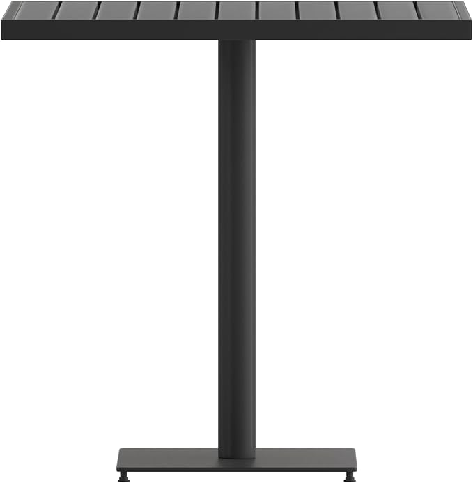 Flash Furniture Lark Commercial Outdoor Patio Bistro Dining Table - Faux Gray Wash Teak Poly Slats - 30" Square