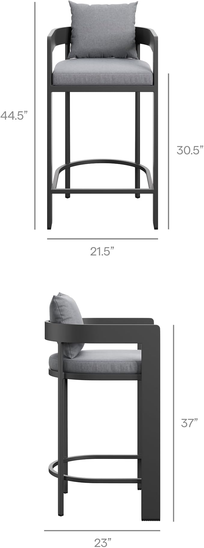 Modway Tahoe 5-Piece Outdoor Patio Bar Table Set in Gray