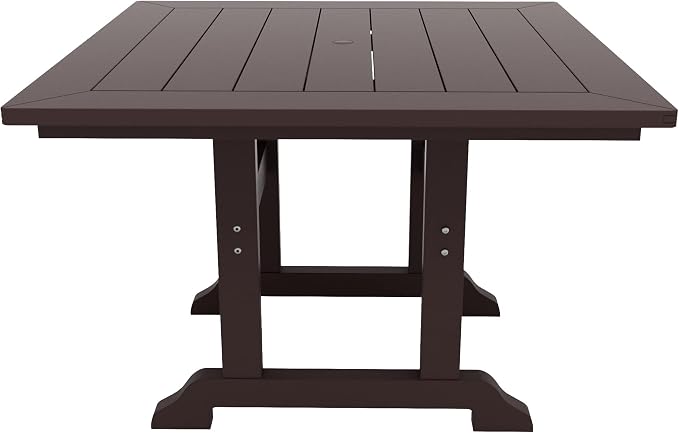 HDPE Laguna 43" Square Dining Table,Dark Brown