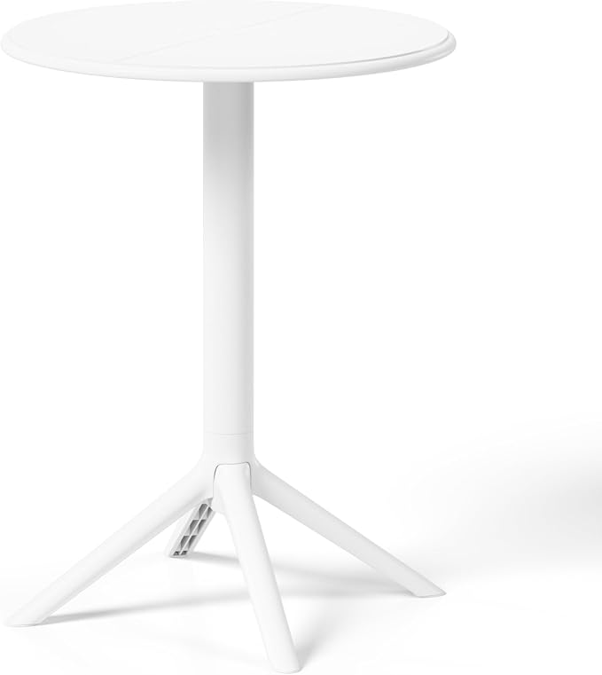 WestinTrends Playa 23.5" Outdoor Polypropylene Resin Round Patio Bistro Dining Table for 2, White