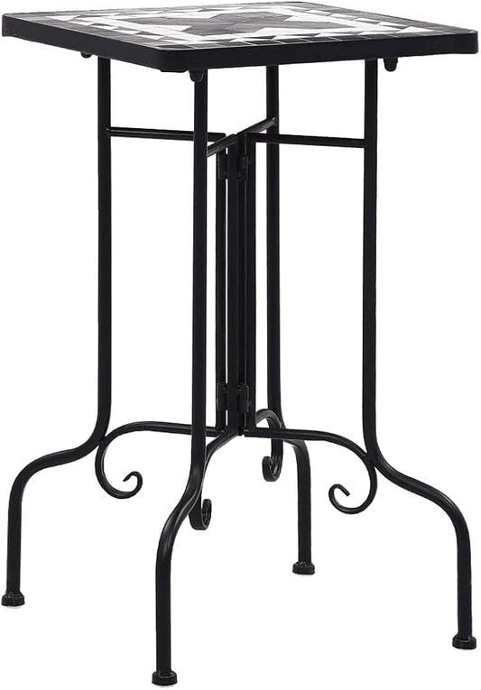 vidaXL Side Table, Plant Table, Plant Stand, Flower Pot Stand for Living Room Hall Patio Balcony Porch Backyard, Black and White Ceramic