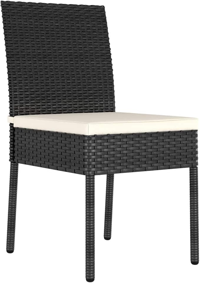 9 Piece Patio Dining Set with Black Poly Rattan, Steel Frame, and Removable Seat Cushions for Outdoor Garden Use