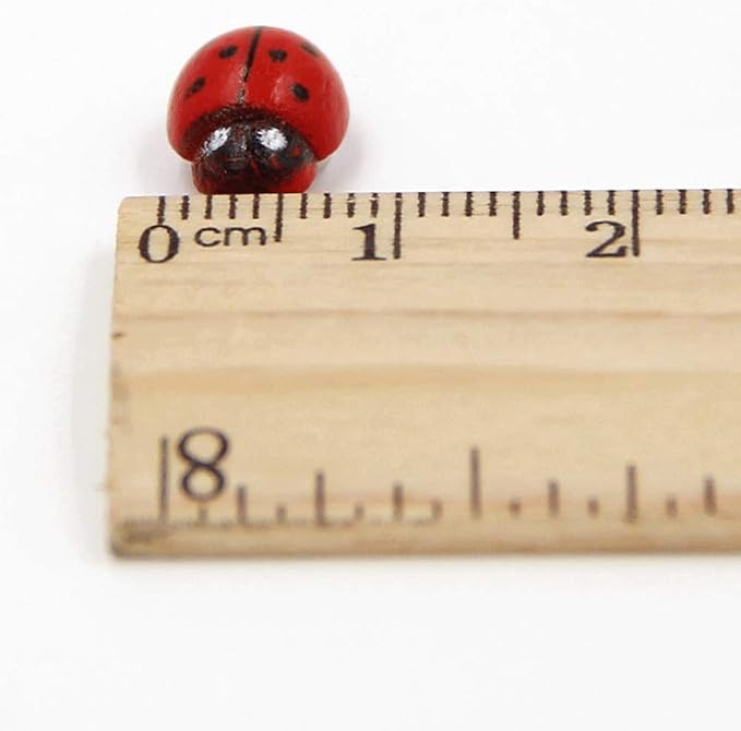 Shindel 100-Pack Wooden Ladybug Stickers, Self-Adhesive Realistic 3D Decor for DIY Crafts, Scrapbooks, Home Garden & Party Decoration
