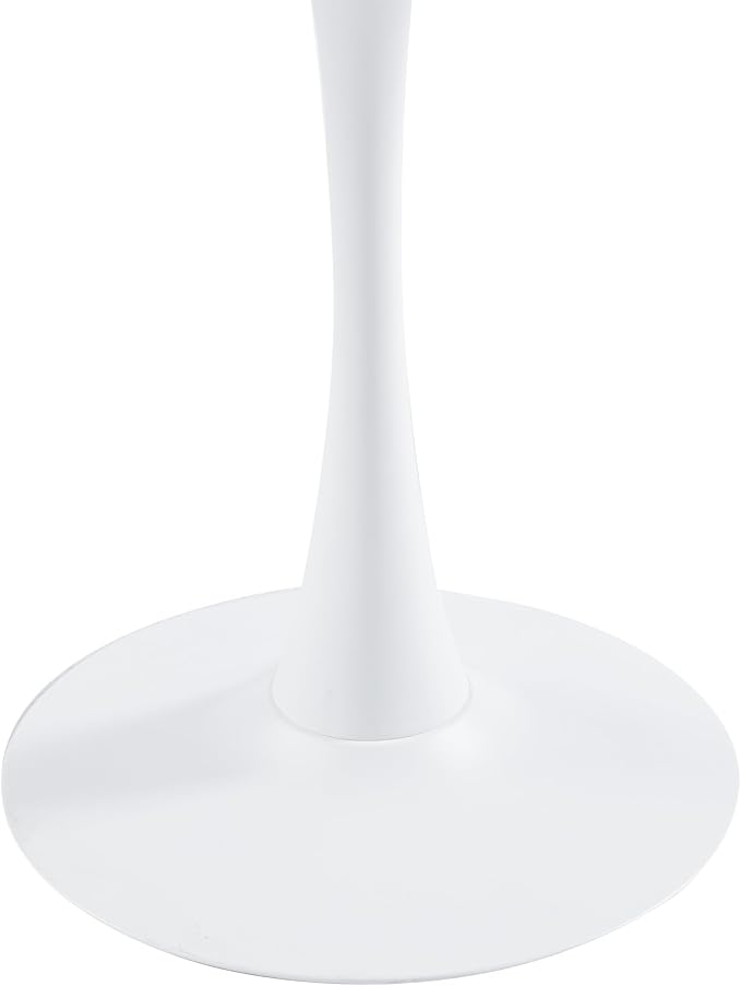 LeisureMod Bello 31" Round Outdoor Dining Table, Modern Black Metal Patio Bistro Table with Pedestal Base, Weather-Resistant Accent Table for Balcony, Garden, Deck, Backyard & Cafe, White