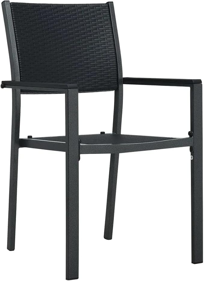 5 Piece Patio Dining Set Black Glass Tabletop Rattan Chairs Outdoor Garden Furniture for Backyard Deck Balcony Porch