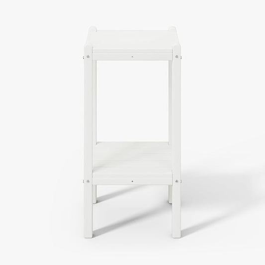 WestinTrends Malibu 36" Outdoor Adirondack HDPE 2-Tier Patio Side Table, White